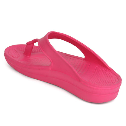 Women Fuchsia Comfortable Wedge Flip Flops