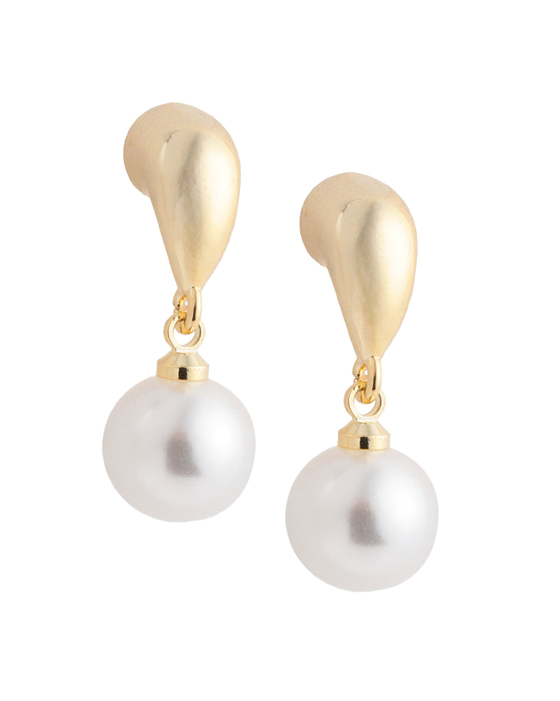 Gold Plated Modern Front-Back Jacket Pearl Earring