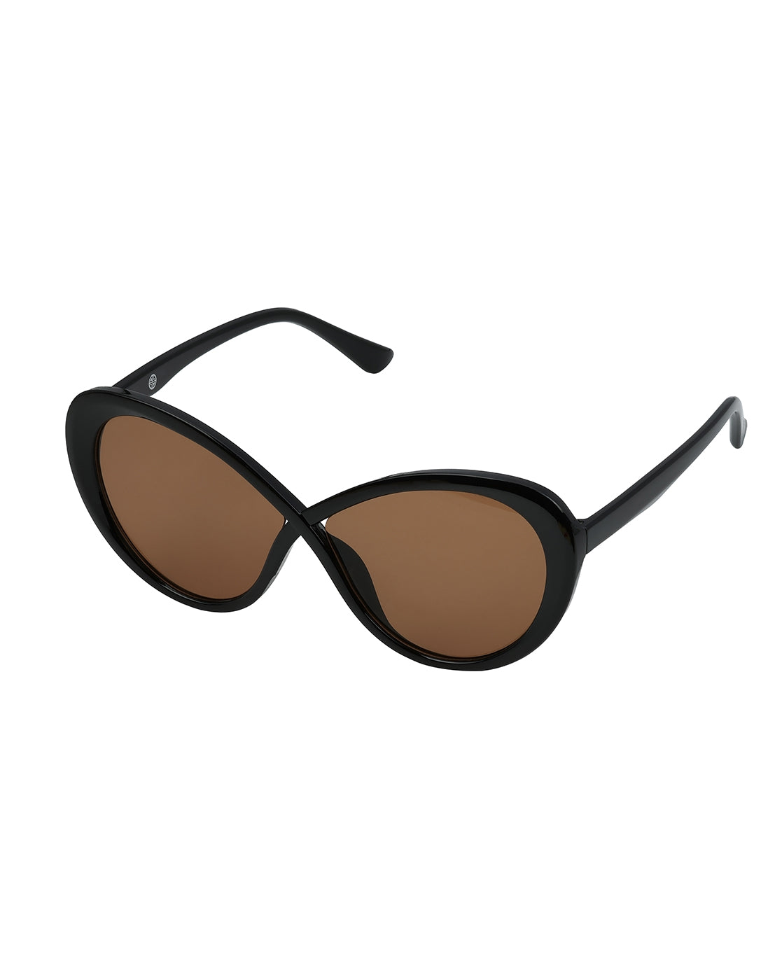 Women Black Toned UV Protected Brown Lens Oval Sunglasses