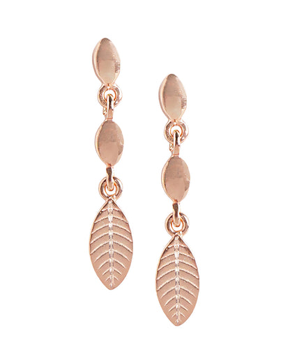 18kt Rose Gold Plated Dangling Leaf Drop Earring