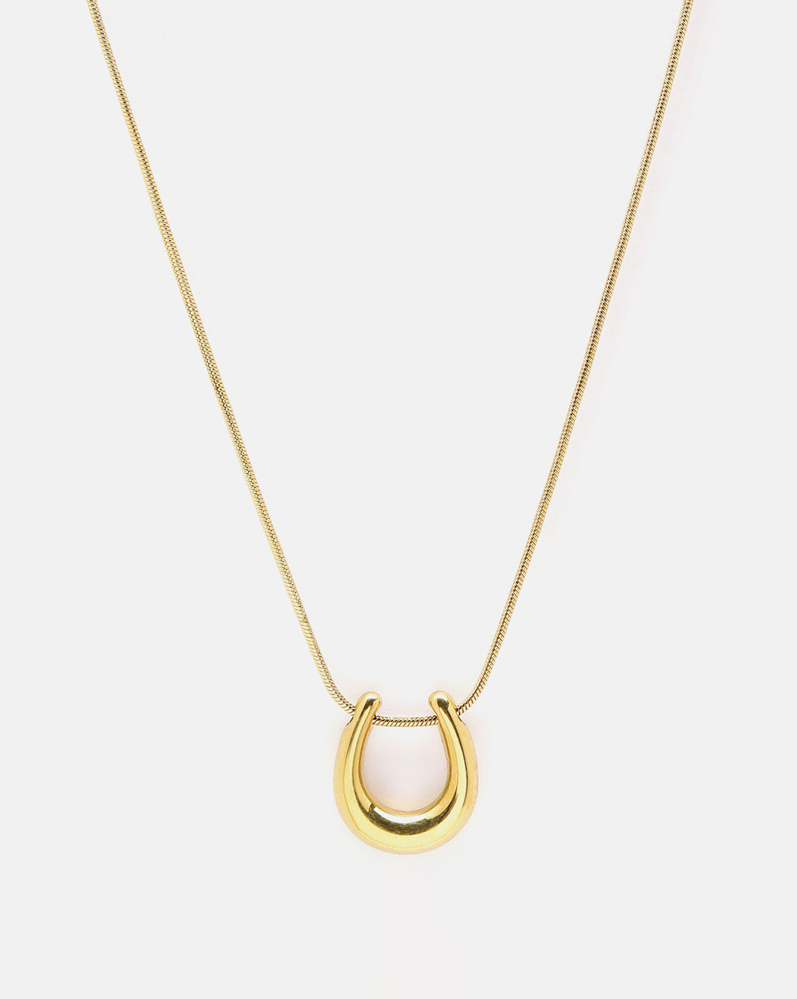 Gold Plated Horseshoe Good Luck Pendant Necklace