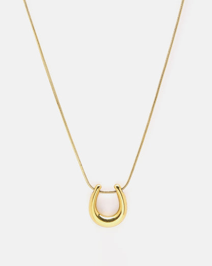 Gold Plated Horseshoe Good Luck Pendant Necklace