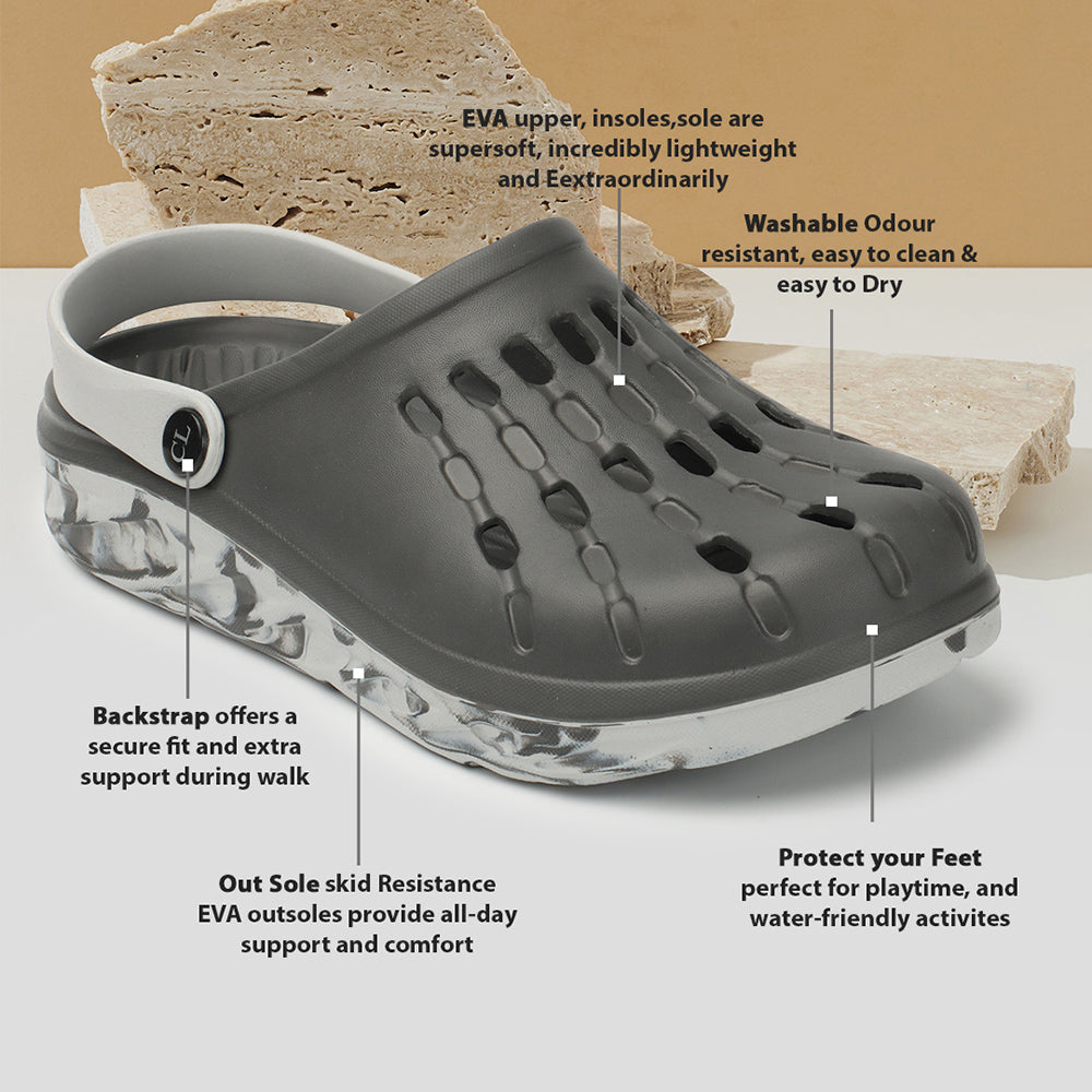 Men Perforated Comfort Clogs with Contrasting Strap