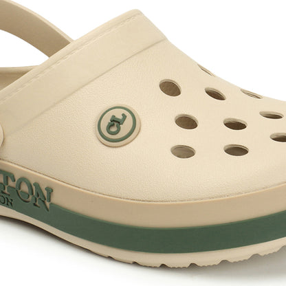 Men Perforated Two Tone Slip On Clogs