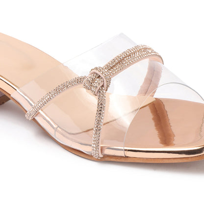 Women Embellished Block Heels Transparent Sandals