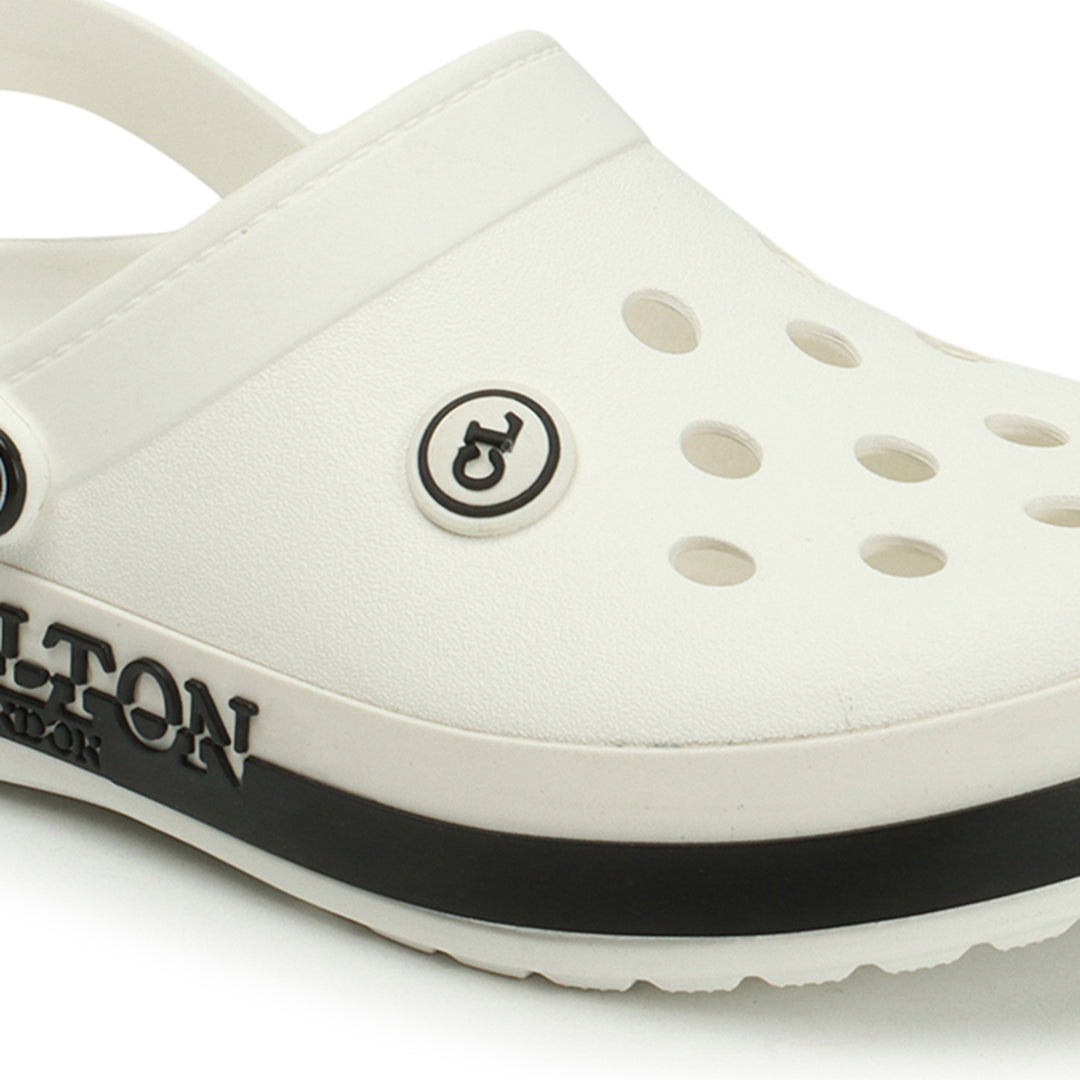 Men Perforated Two Tone Slip On Clogs