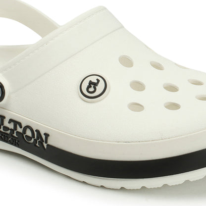 Men Perforated Two Tone Slip On Clogs