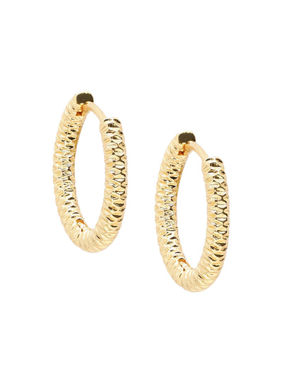 18kt Gold Plated Textured Hoop Earring