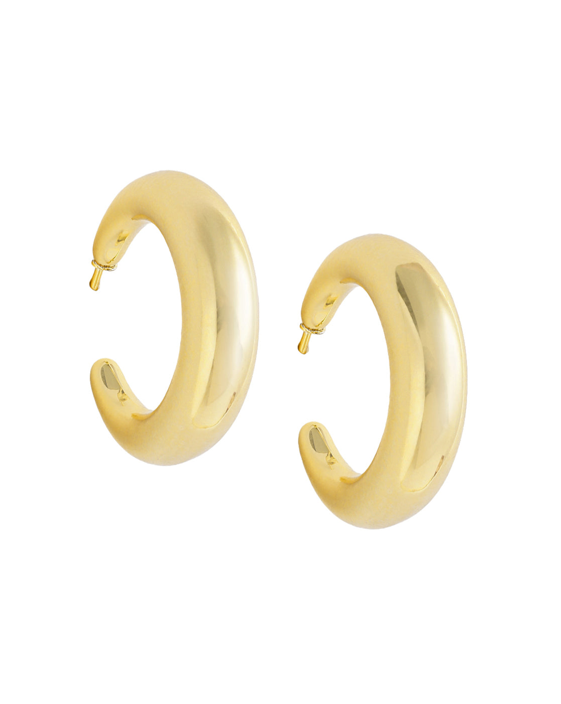 Gold Plated Sculptured Half Hoop Earring