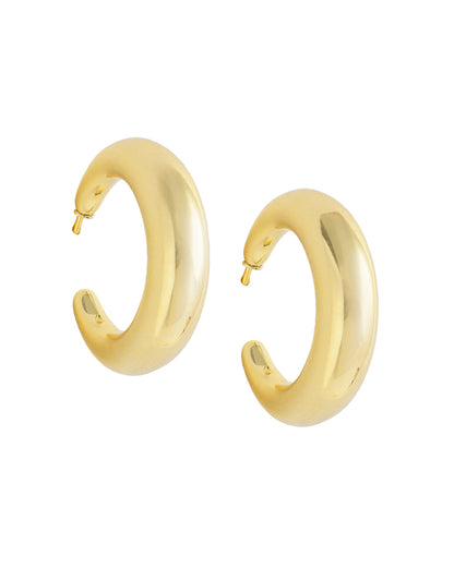 Gold Plated Sculptured Half Hoop Earring