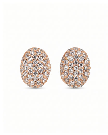18kt Rose Gold Plated CZ Petite Oval Stud Earring