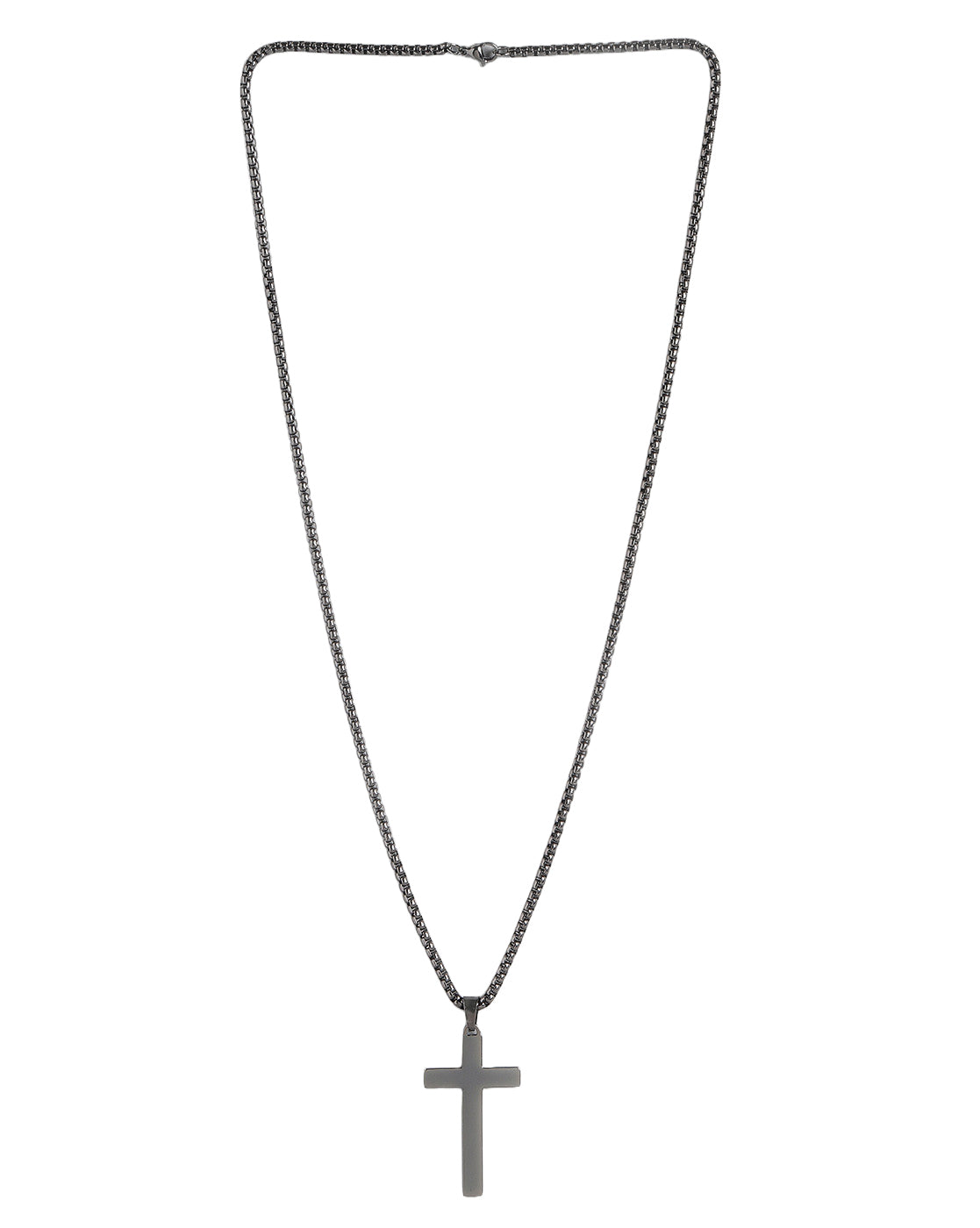 Men Metallic Toned Jesus Cross Pendant and Venetian Chain