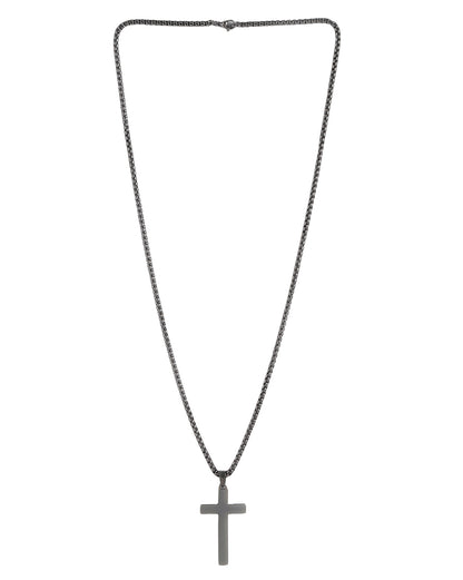Men Metallic Toned Jesus Cross Pendant and Venetian Chain