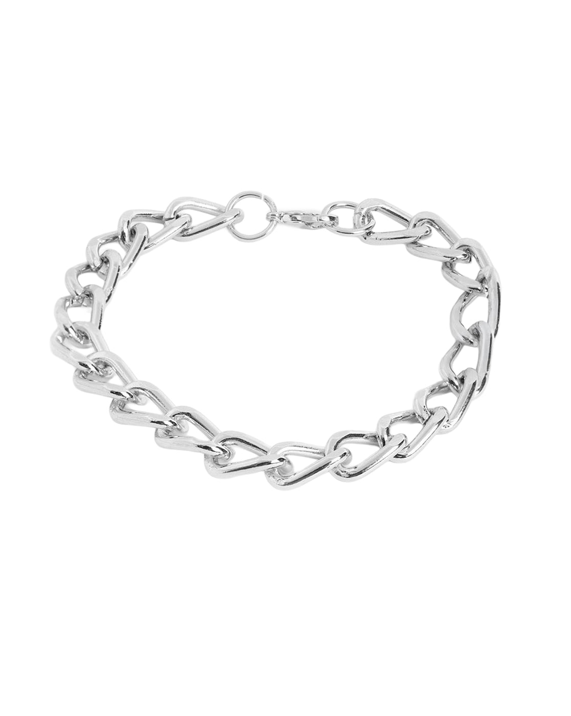 Men Silver Plated Link Bracelet