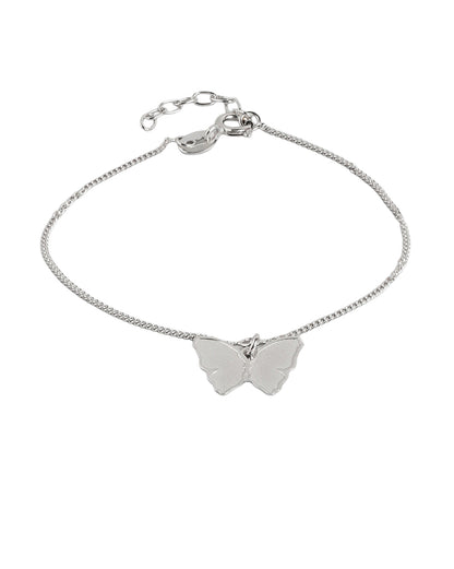 925 Sterling Silver Rhodium Plated Buttefly Charm Bracelet
