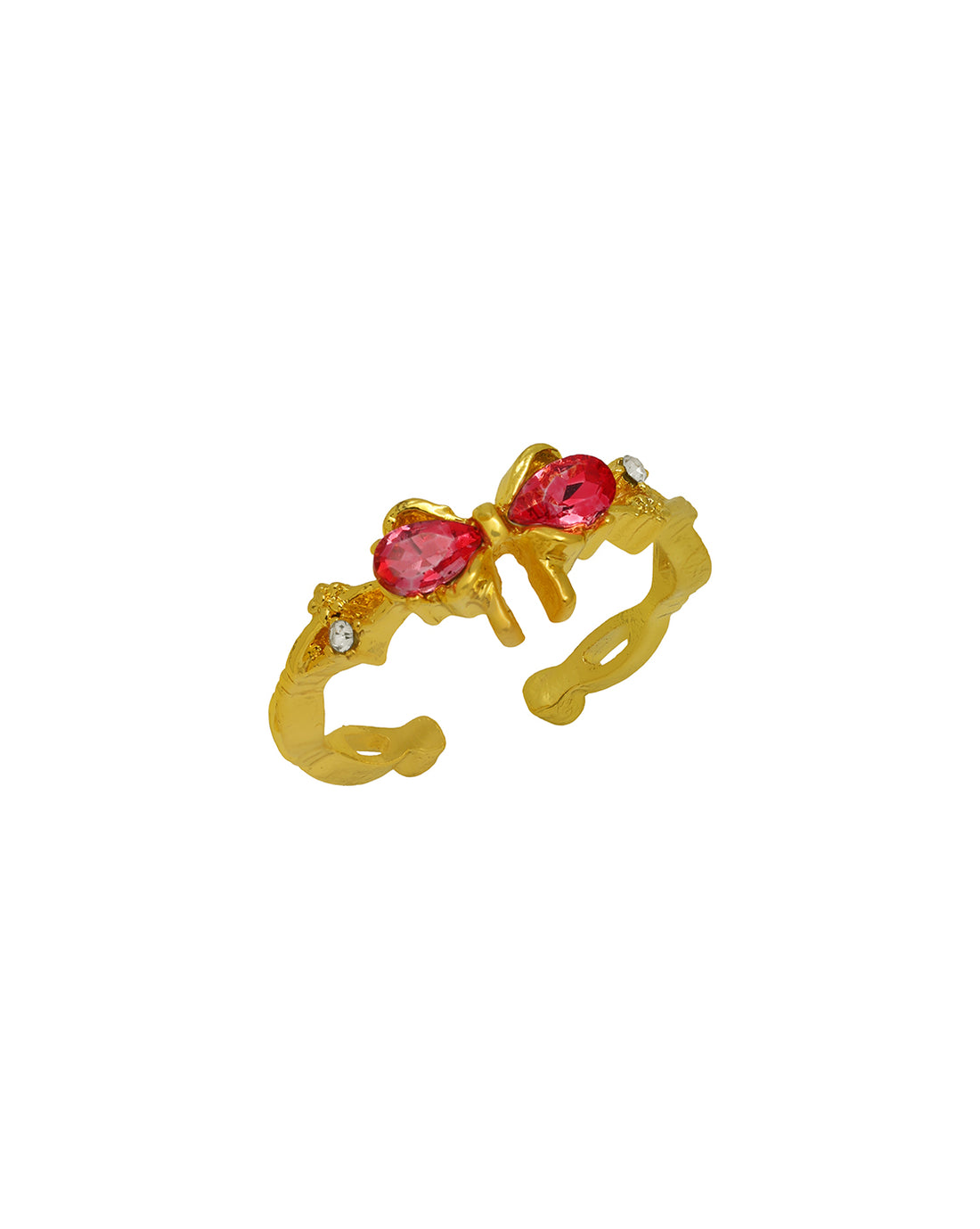 Gold Plated CZ Bow Adjustable Ring
