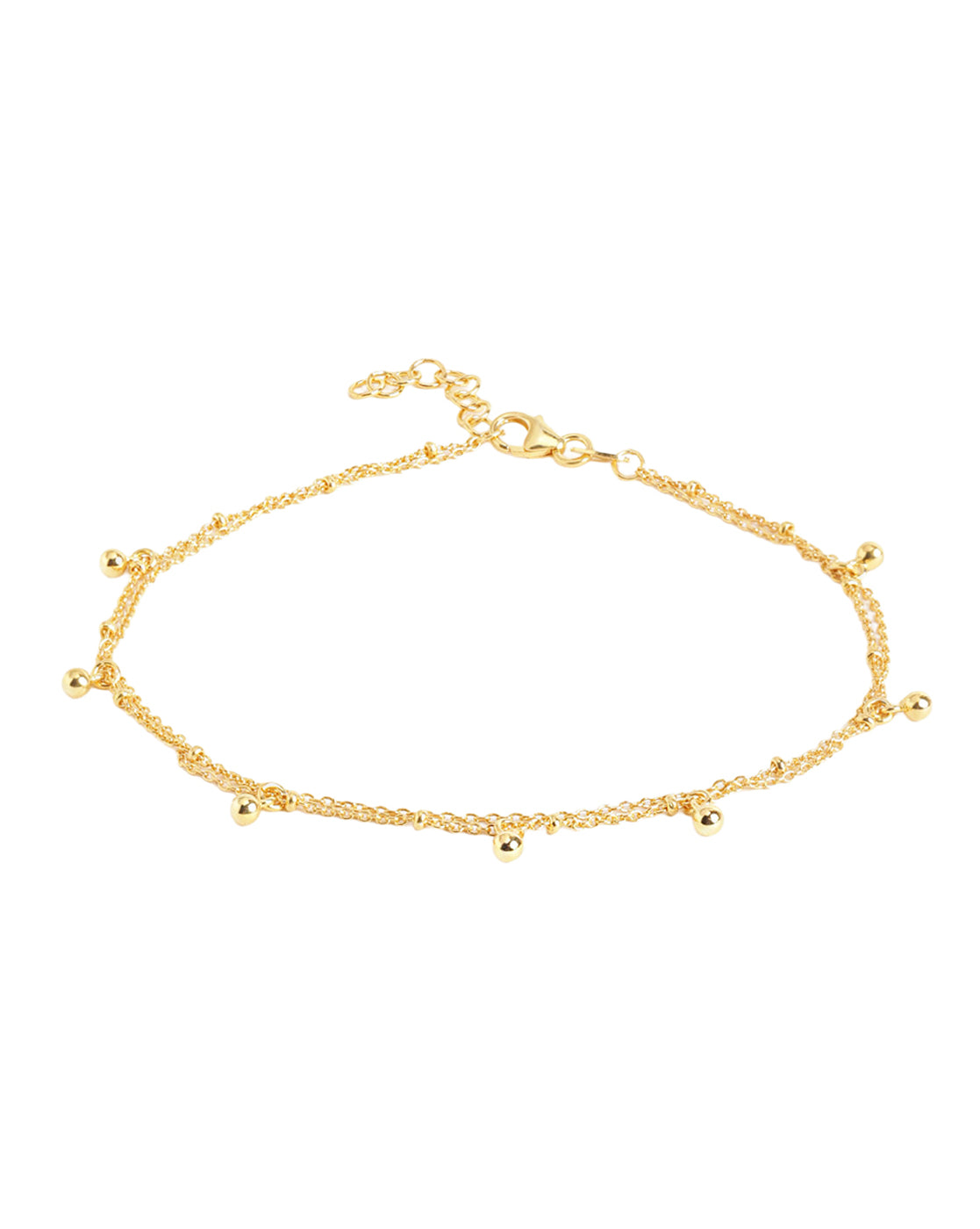 Gold-Toned Delicate Double Chain Charm Adjustable Anklet