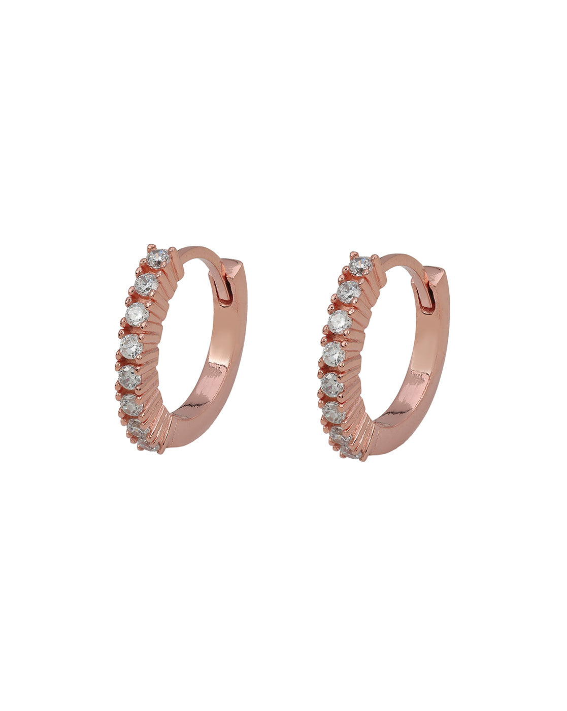 18kt Rose Gold Plated CZ Hoop Earring