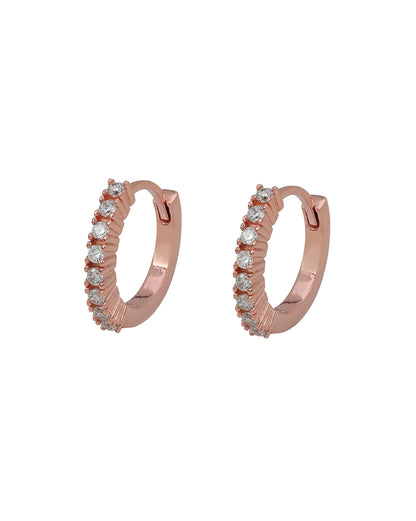 18kt Rose Gold Plated CZ Hoop Earring