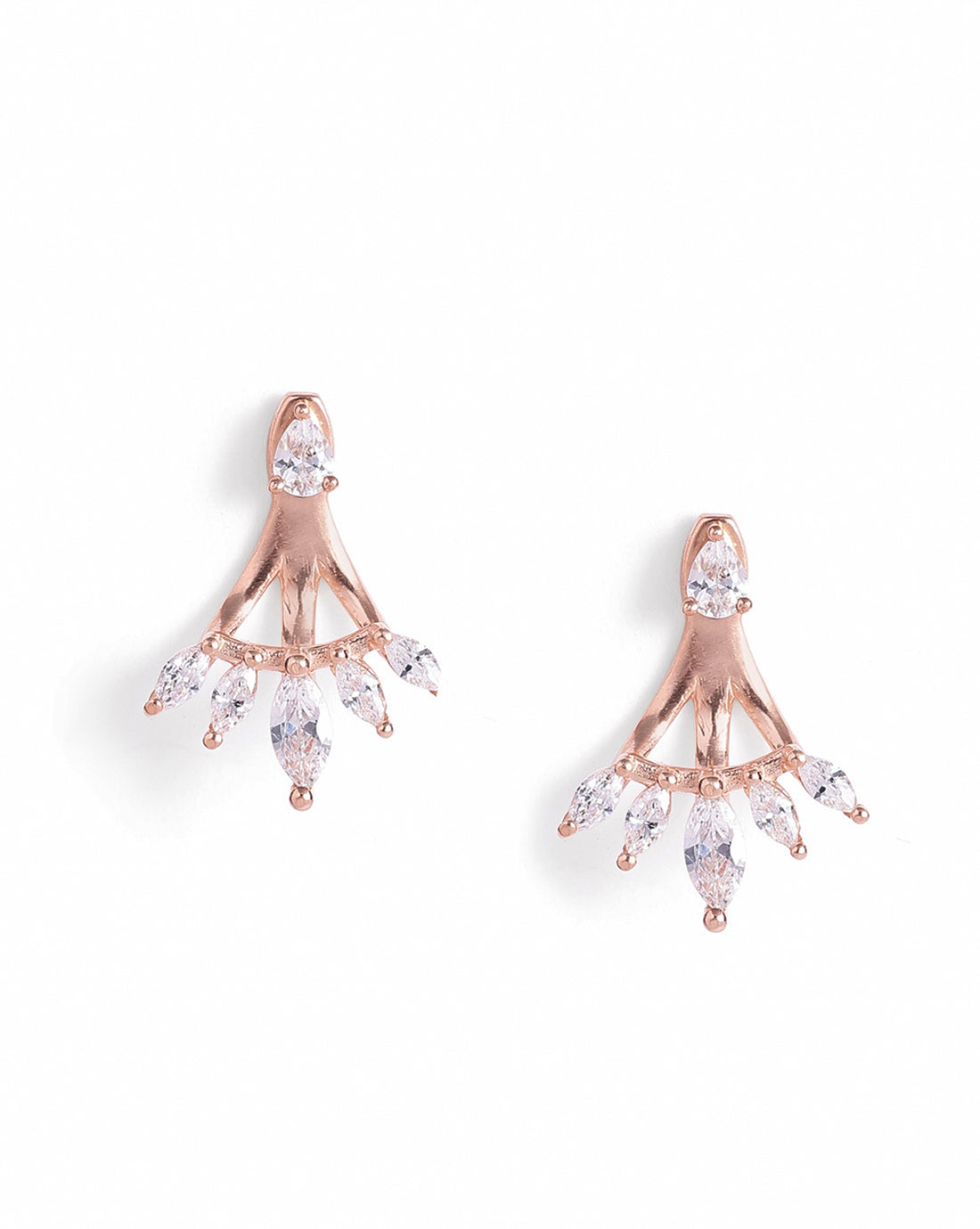 18kt Rose Gold Plated Marquise CZ Ear Jacket Earring