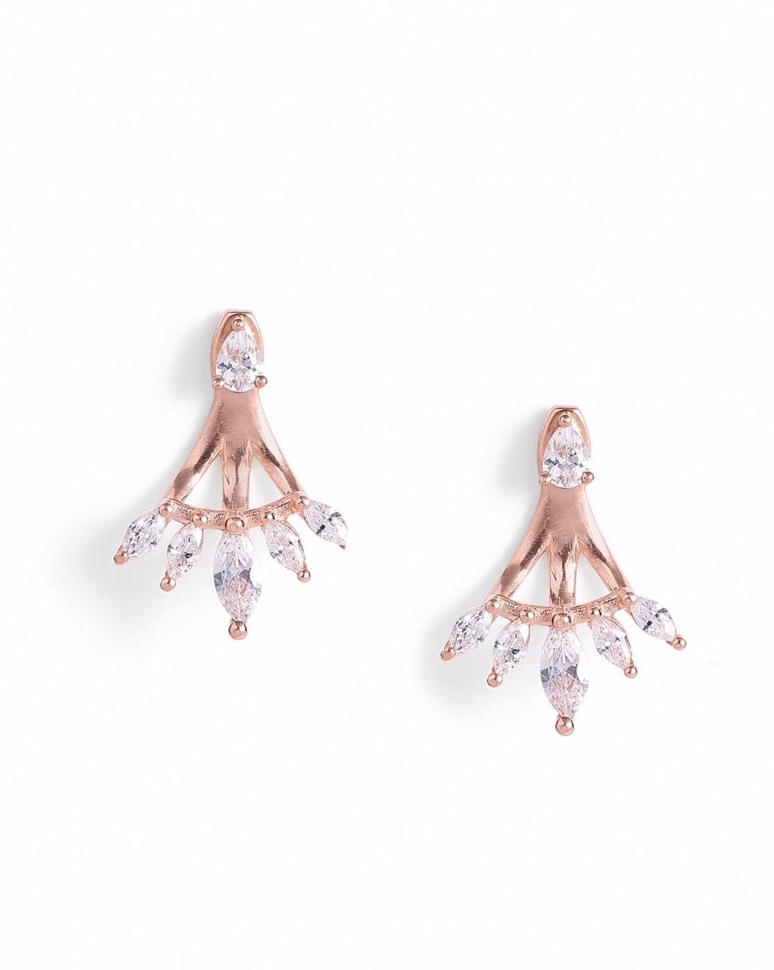 18kt Rose Gold Plated Marquise CZ Ear Jacket Earring