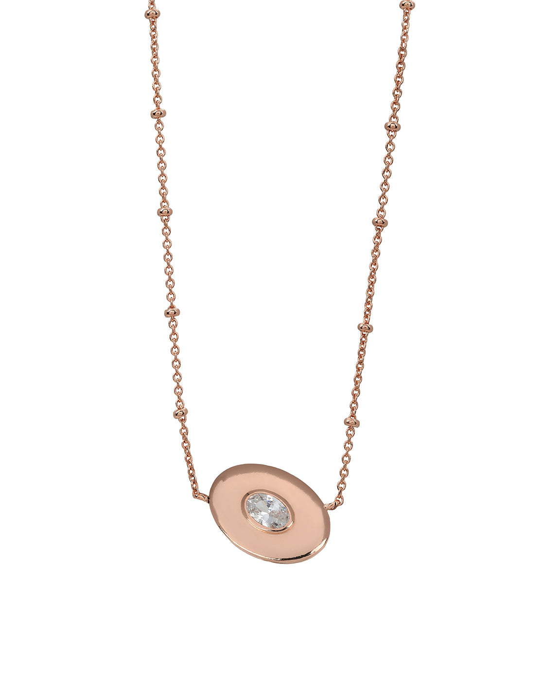 18kt Rose Gold Plated Oval Pendant and Chain