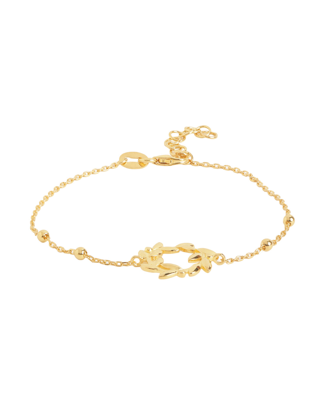 18kt Gold Plated Delicate Olive Leaf Wreath Adjustable Bracelet