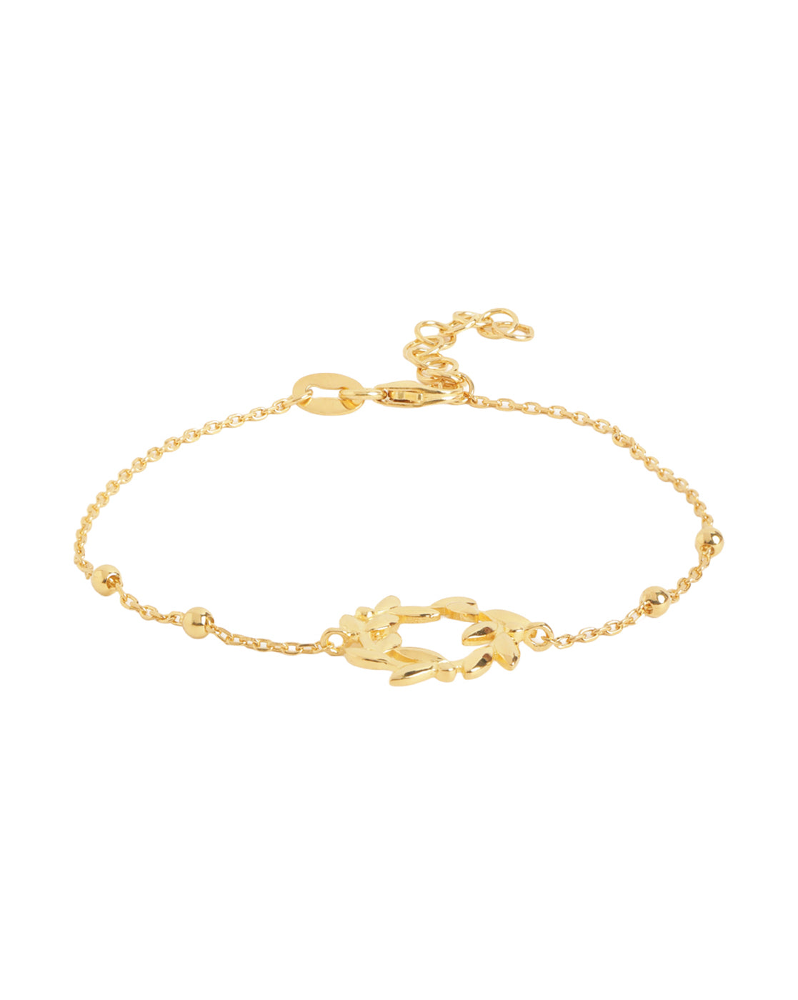 18kt Gold Plated Delicate Olive Leaf Wreath Adjustable Bracelet
