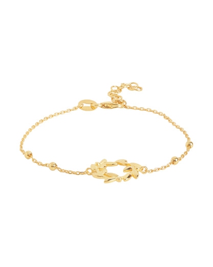 18kt Gold Plated Delicate Olive Leaf Wreath Adjustable Bracelet