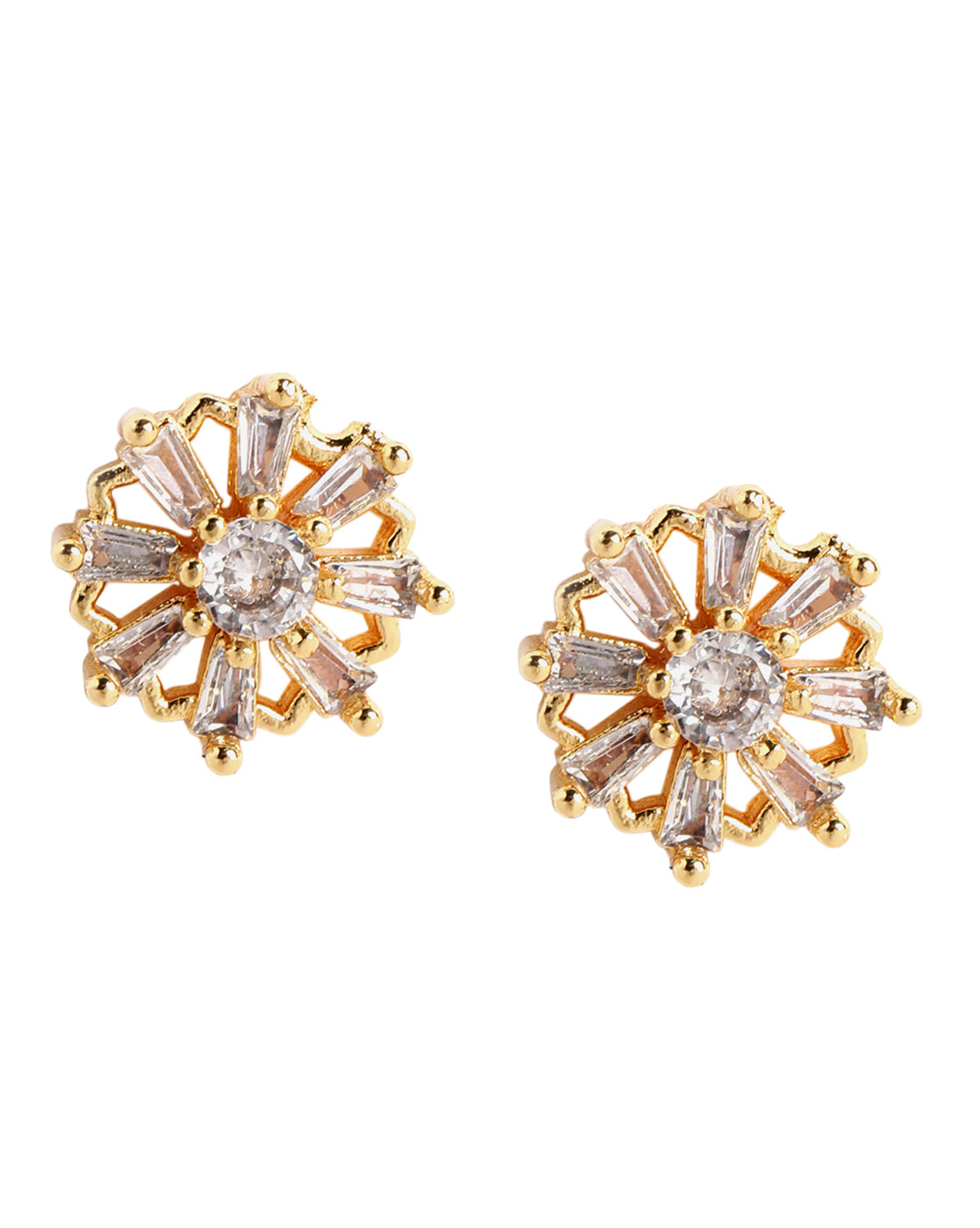 Gold Plated CZ Studded Floral Stud Earring