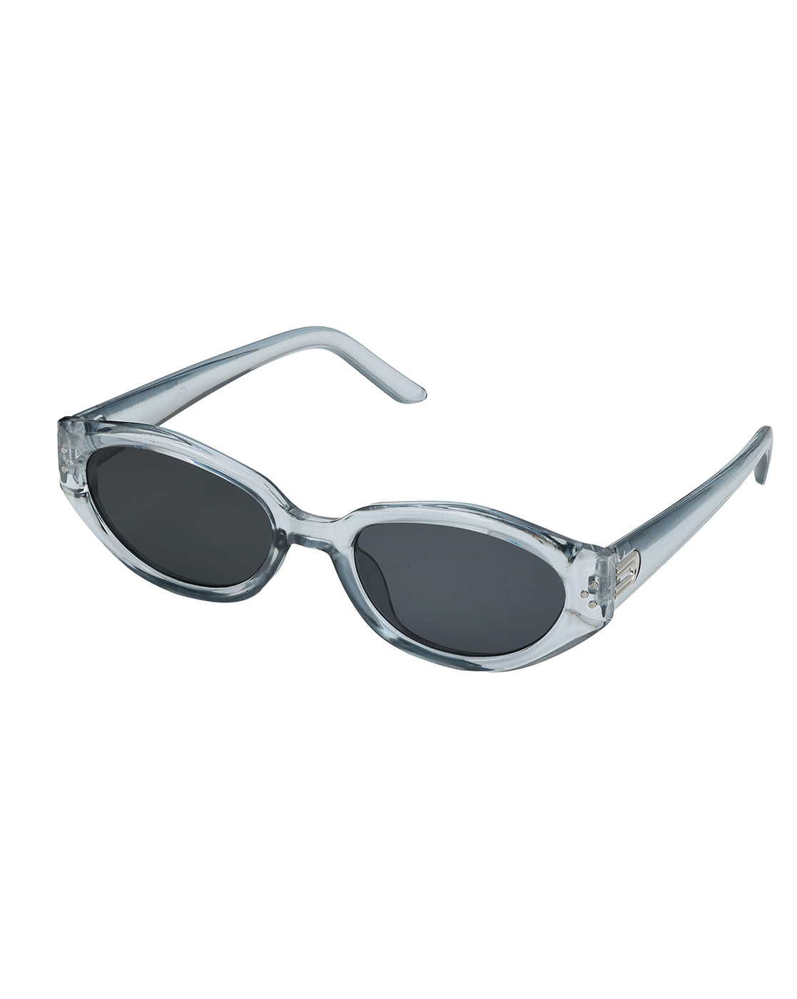 Women Grey Toned UV Protected Black Lens Oval Sunglasses