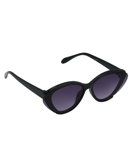 Women Black Toned UV Protected Purple Lens Cateye Sunglasses