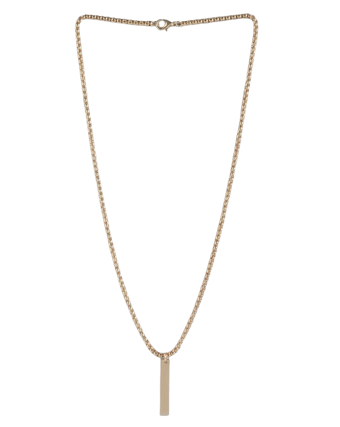 Men 18kt Gold Plated Dangling Bar Pendant and Chain