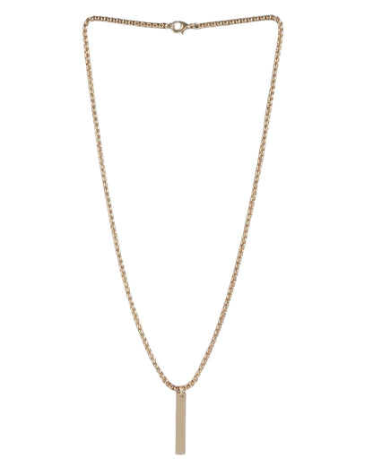 Men 18kt Gold Plated Dangling Bar Pendant and Chain