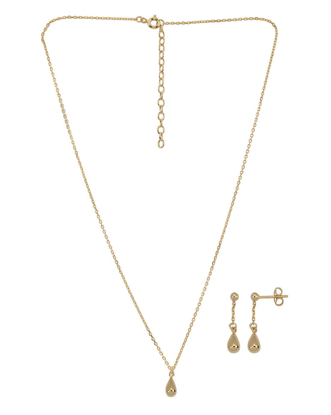 18kt Gold Plated Teardrop Necklace and Earring Set