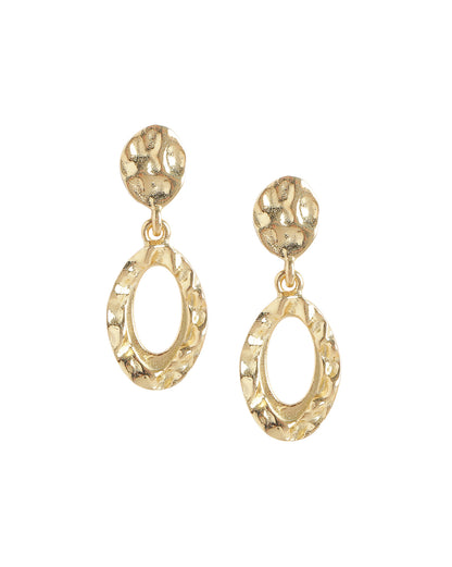 18KT Gold Plated Sculptured Oval Drop Earrings