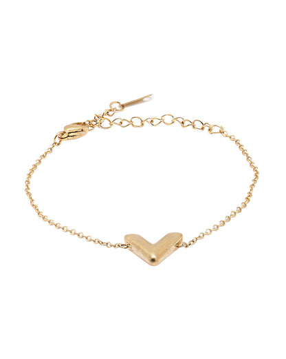 Gold-Plated Petite V Shaped Heart Adjustable Bracelet