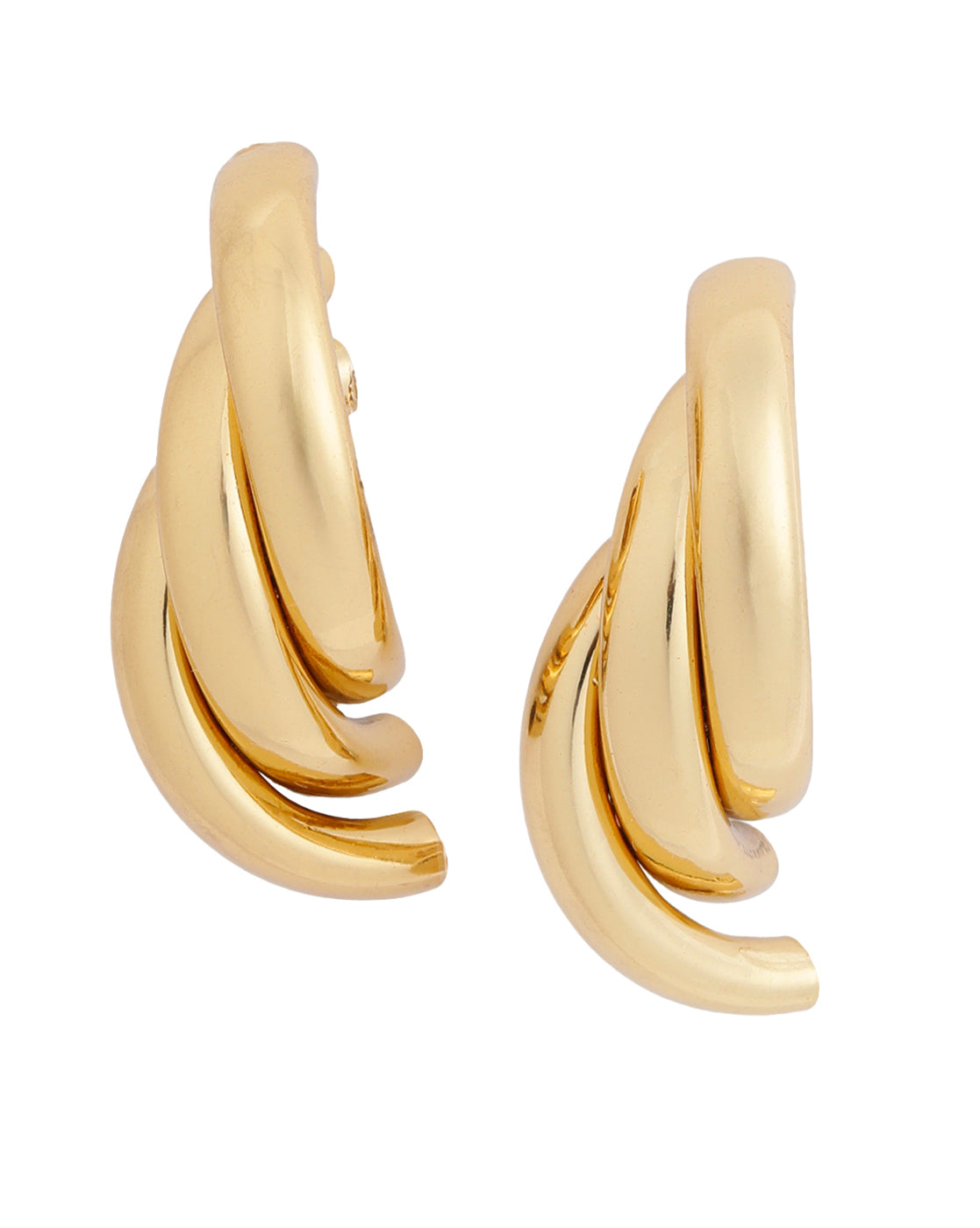 Gold Plated Statement Twisted Half Hoop Earring