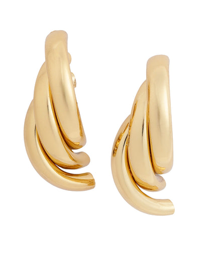 Gold Plated Statement Twisted Half Hoop Earring