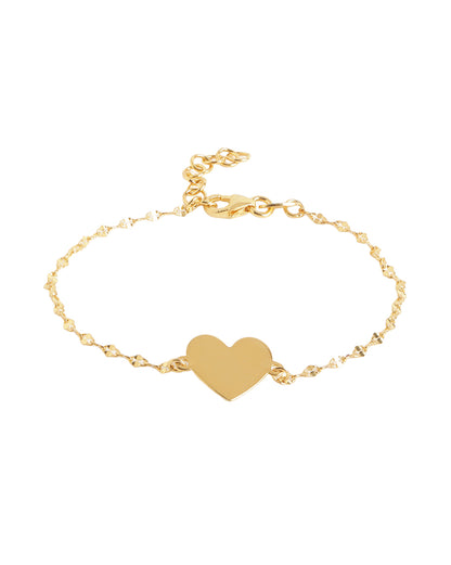 18kt Gold Plated Minimalistic Heart with Fancy Chain Adjustable Charm Bracelet