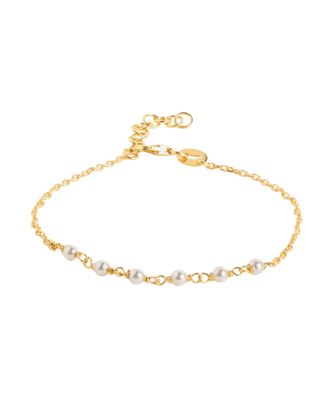 18kt Gold Plated Delicate Pearl Bead Adjustable Bracelet