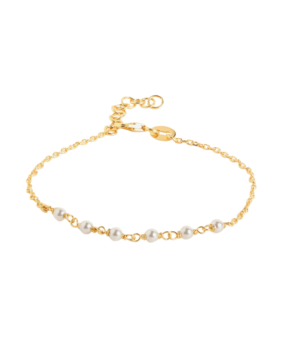 18kt Gold Plated Delicate Pearl Bead Adjustable Bracelet