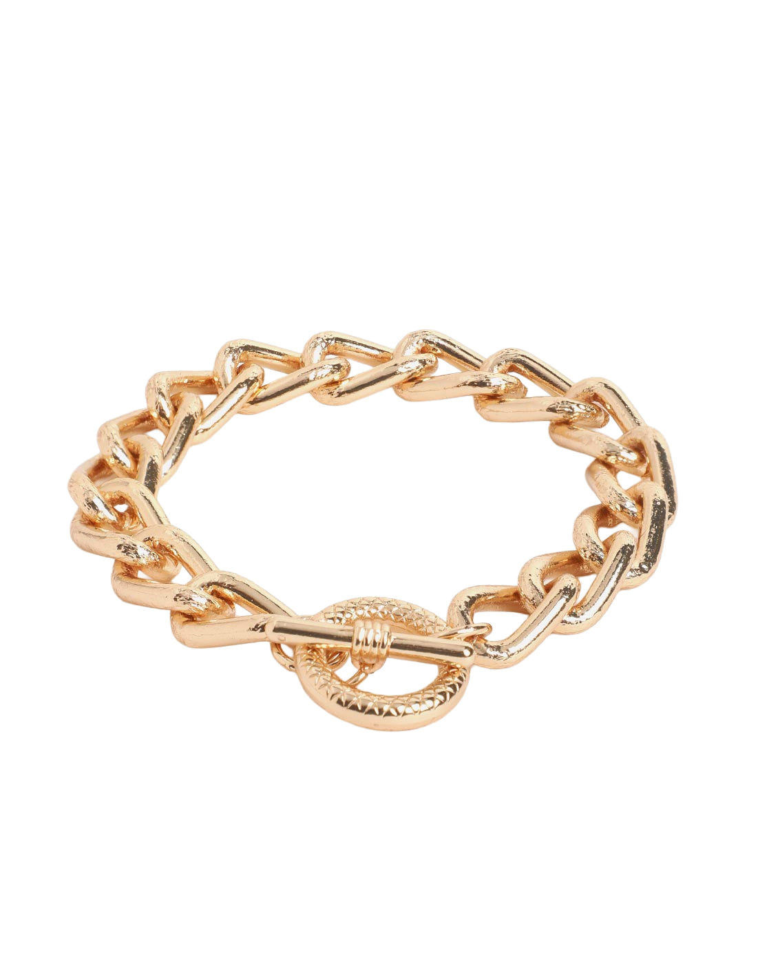 Men Gold Plated Large Cuban Link Toggle Bracelet