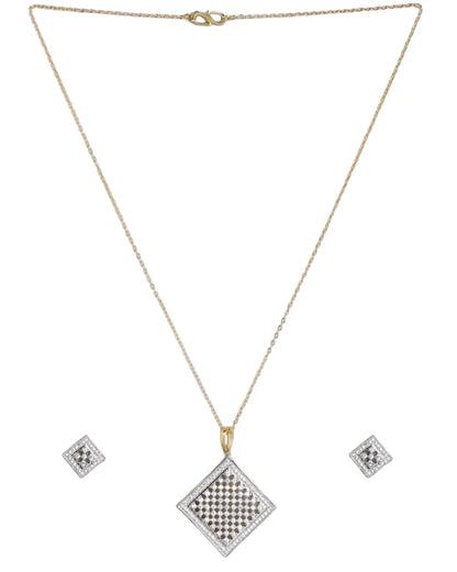 Gold Plated Statement Square CZ Jewellery Set
