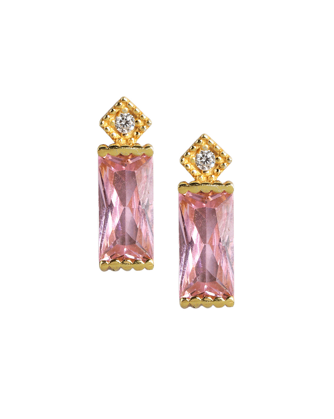 925 Sterling Silver 18kt Gold Plated CZ Mini Stud Earring