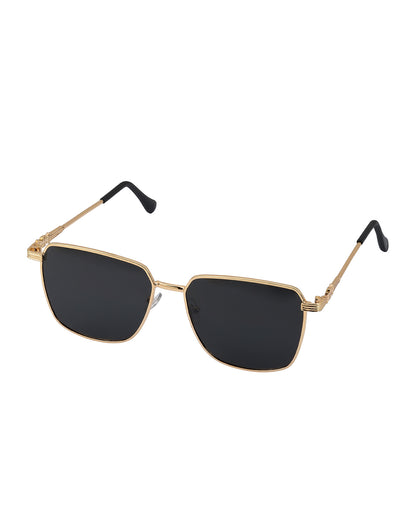 Women Gold and Black Toned Black Polarised Lens Rectangle Sunglasses