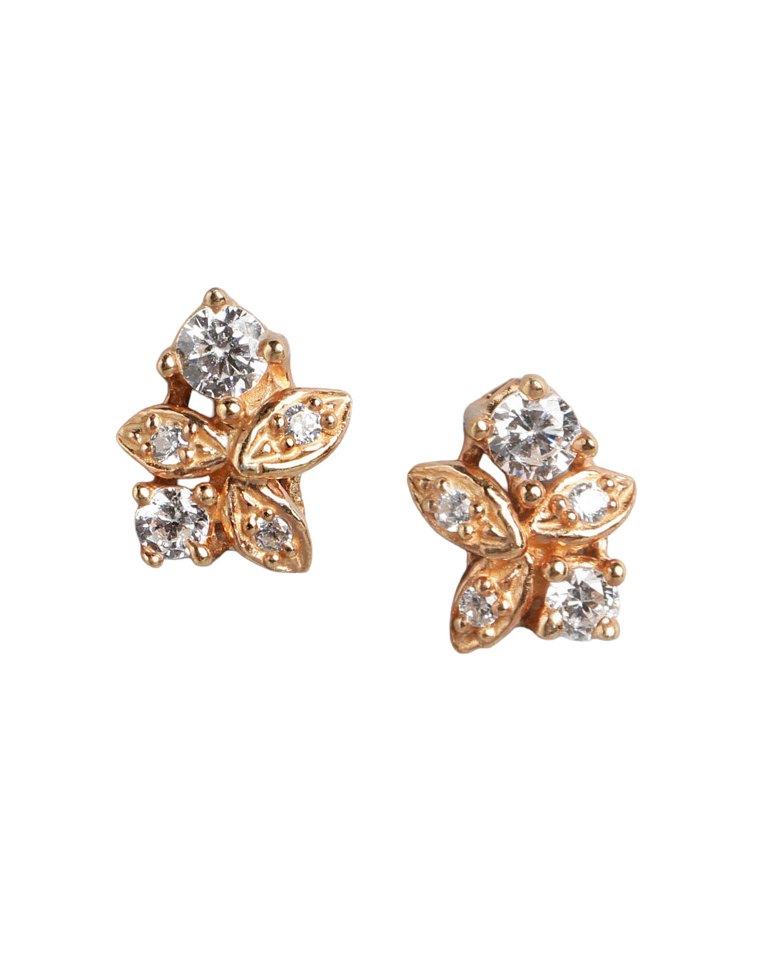 925 Sterling Silver 18kt Rose Gold Plated CZ Floral Mini Stud Earring
