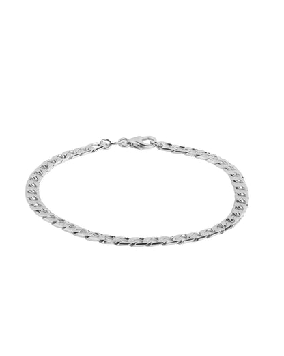 Men Rhodium Plated Link Curb Bracelet
