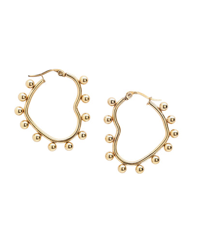 18kt Gold Plated Bold Beaded Heart Hoop Earring