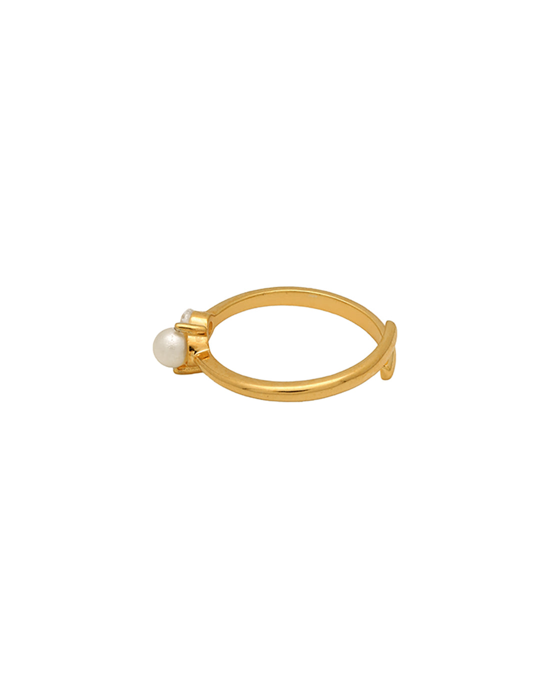 Gold Plated Solitaire with Pearl Adjustable Ring